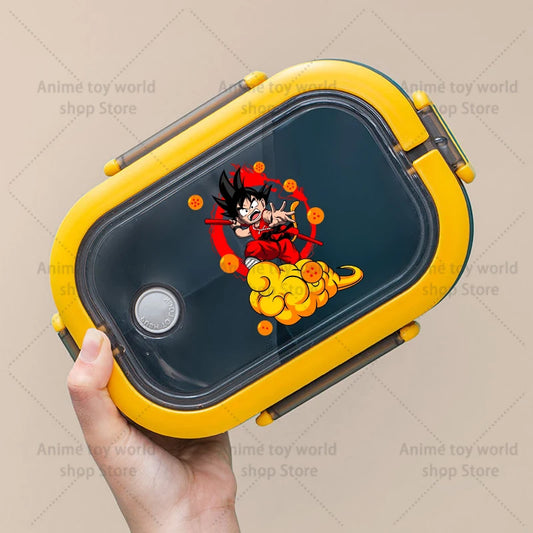 Boîte à goûter jaune Dragon Ball - Goku enfant sur nuage orange et disque rouge