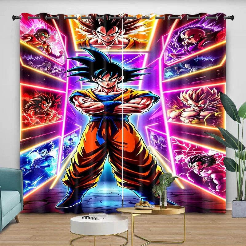 Dragon Ball blue curtains - Shenron and Goku shirtless