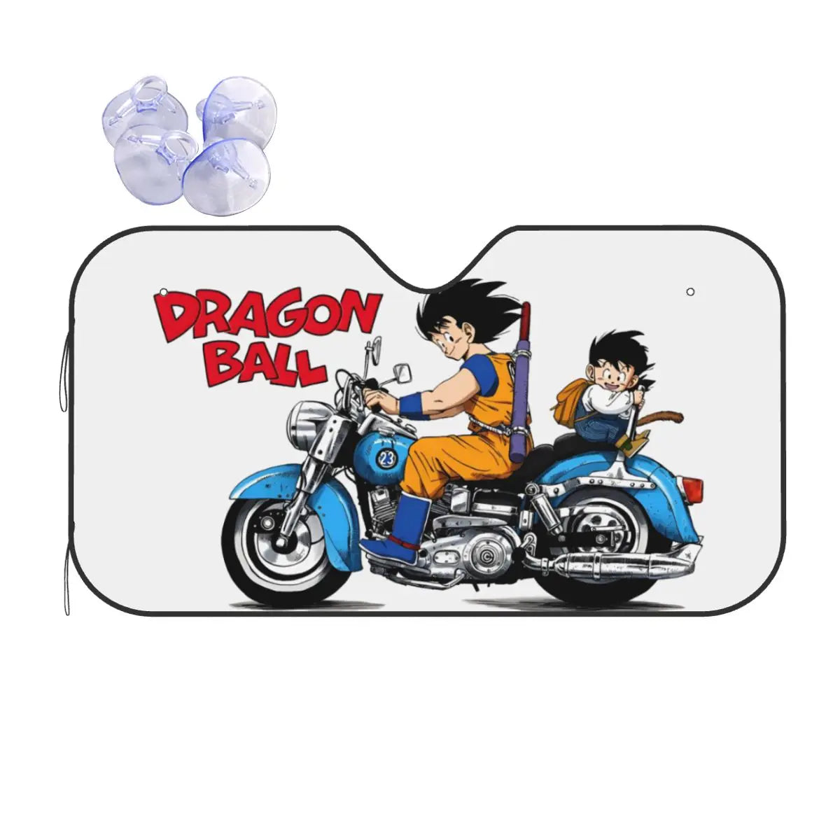 Zwarte auto parasol Dragon Ball kanji Go en oranje merken
