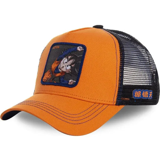 Casquette orange et noire Dragon Ball - Goku et son bâton