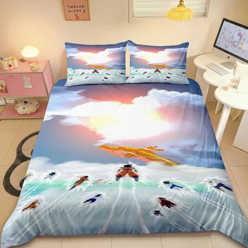 Copripiumino arancione Dragon Ball - Goku bambino e bastone nero