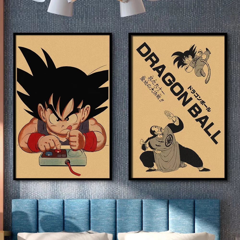 Poster rétro Dragon Ball - Tortue Géniale et ses amis en voiture