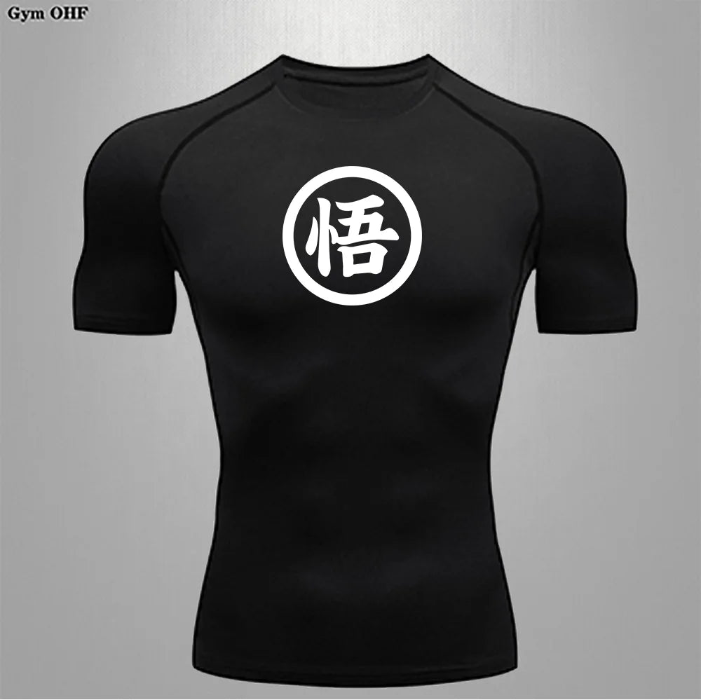 Graues Sportoberteil mit langen Ärmeln Dragon Ball - kanji Go black