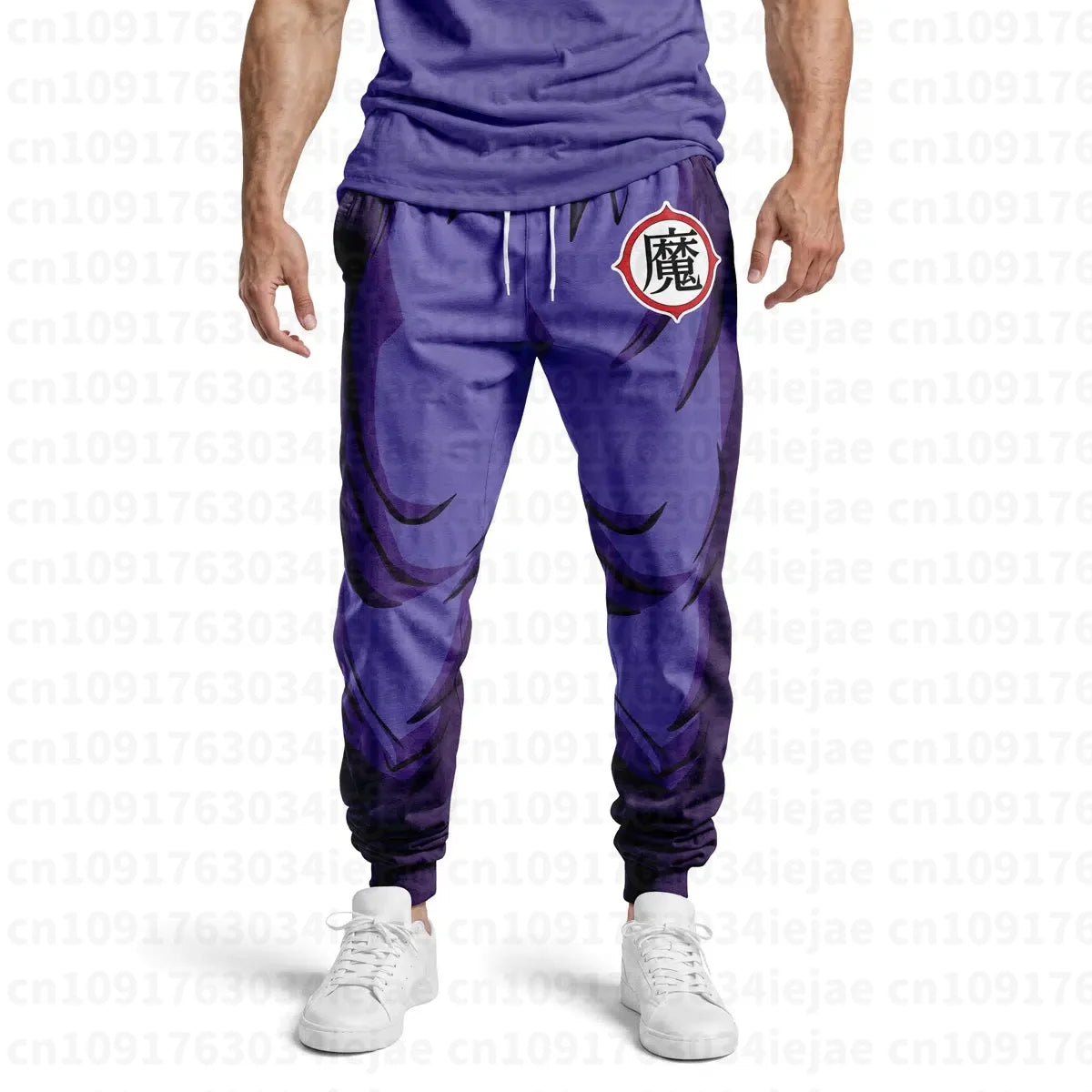 Pantaloni da jogging arancioni Dragon Ball - kanji Go e caviglie blu