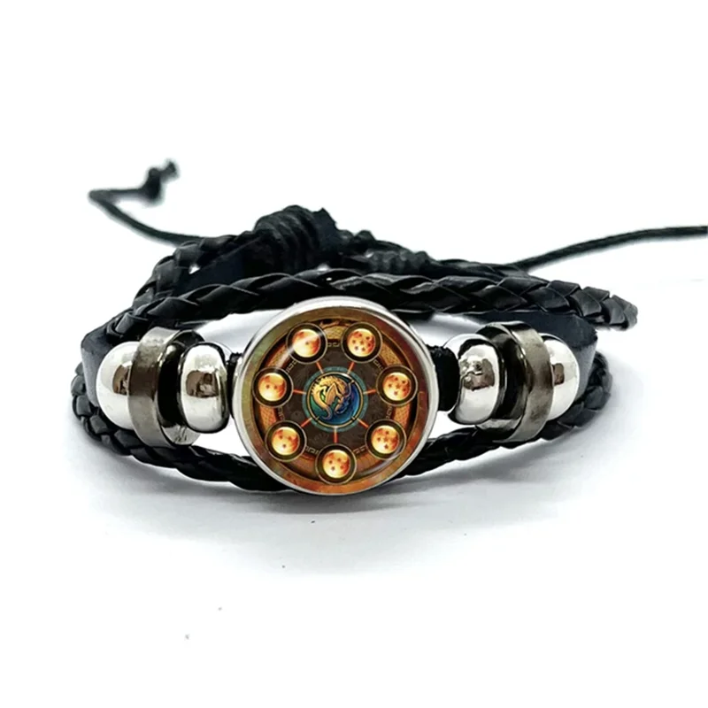 Pulsera trenzada de Dragon Ball - siete bolas de cristal en círculo