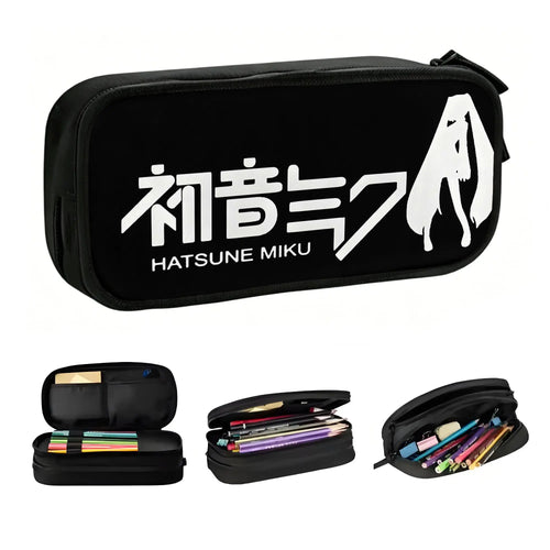 Trousse noire Vocaloid - Hatsune Miku logo blanc