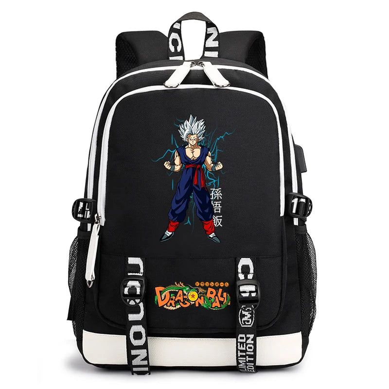 Black and White Dragon Ball Rucksack - Goku Super Saiyan 3 Zurück