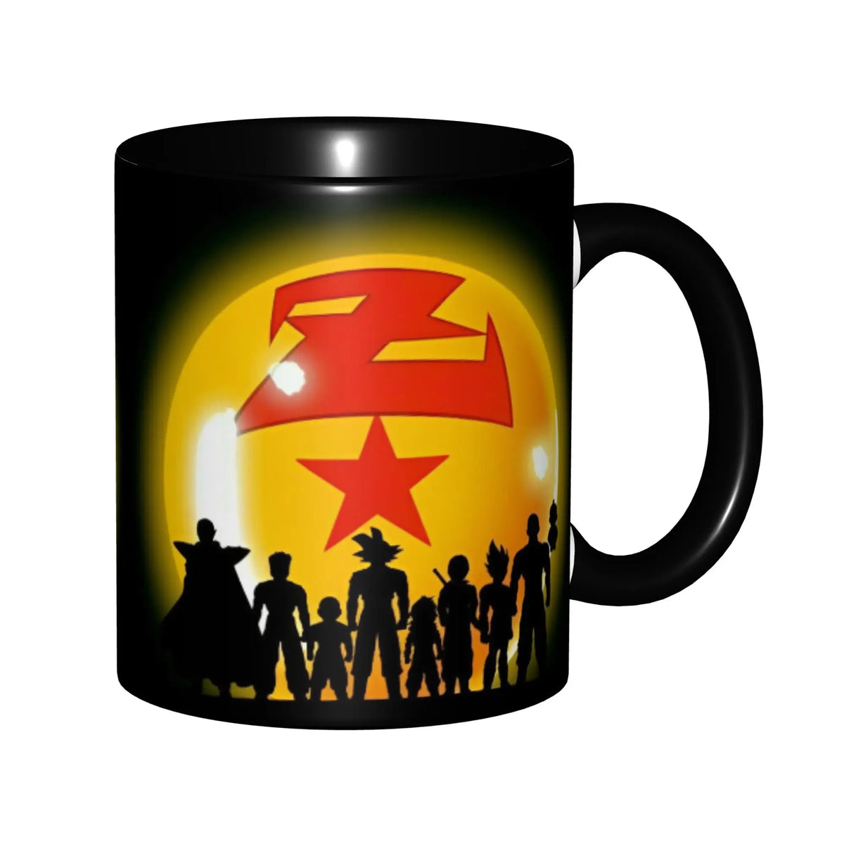 Dragon Ball Becher - Krieger in Silhouette vor einer Kristallkugel