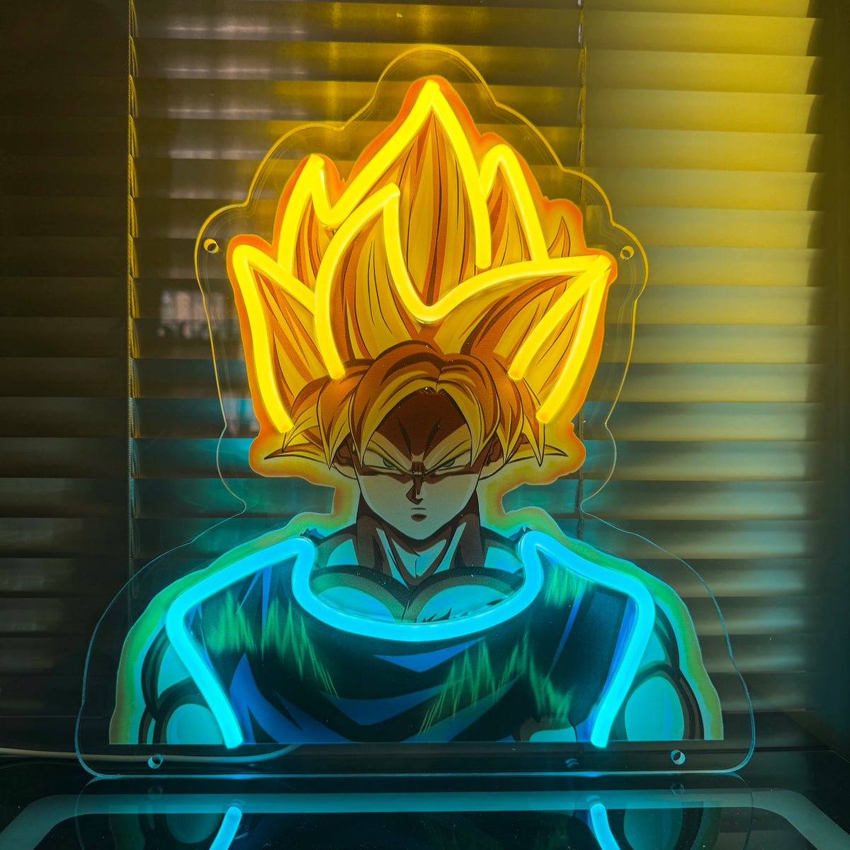 Lampada al neon blu Dragon Ball - Vegeta Super Saiyan Blue