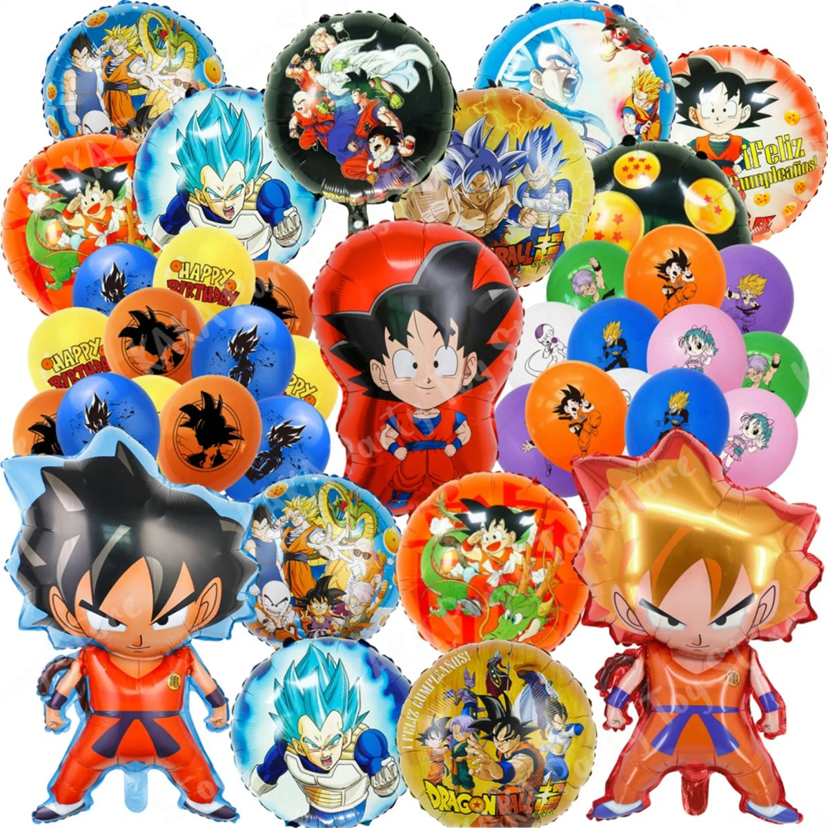Boîtes à popcorn anniversaire Dragon Ball - Goku et les guerriers sur fond doré