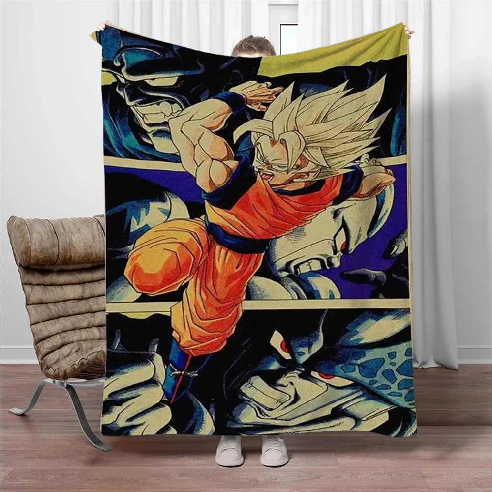 Manta azul y negra Dragon Ball - Goku Super Saiyan en combate
