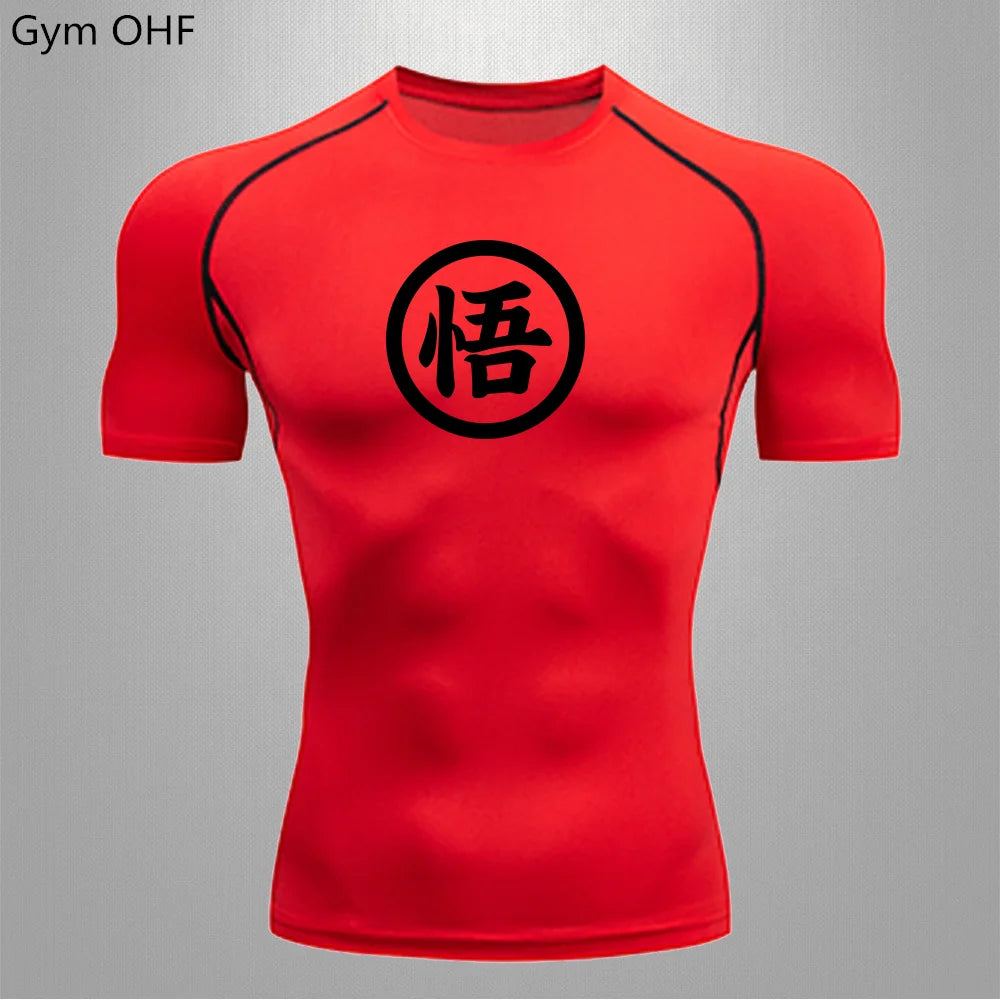 Graues Sportoberteil mit langen Ärmeln Dragon Ball - kanji Go black