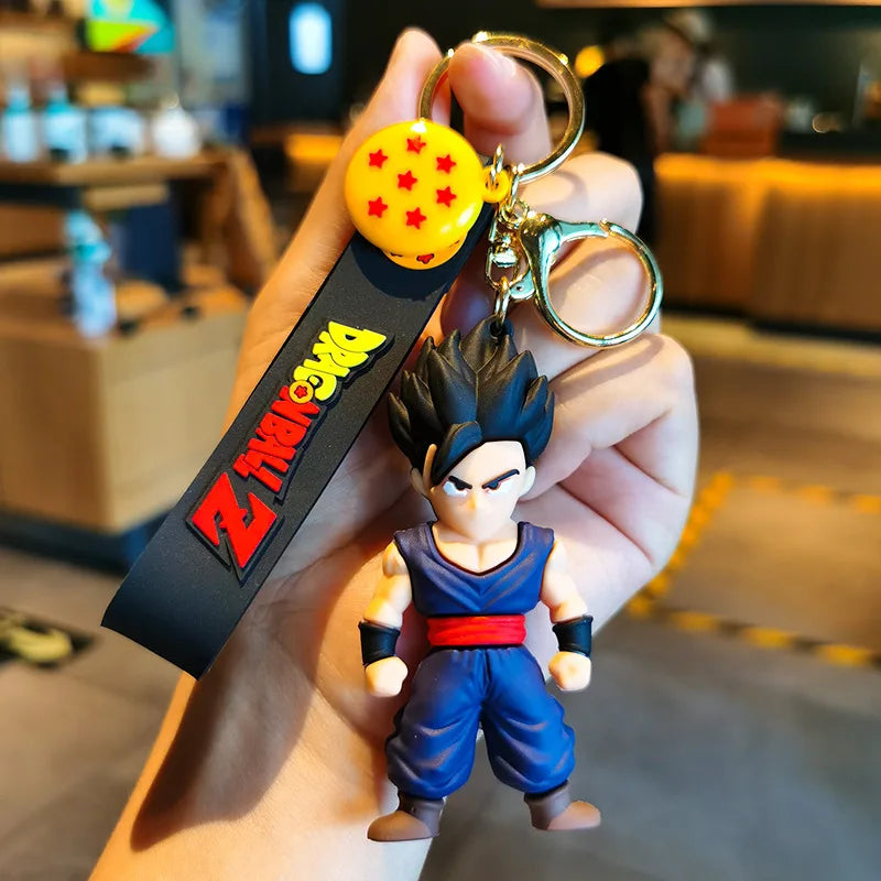 Porte-clés Dragon Ball Gohan en tenue bleue et ceinture rouge