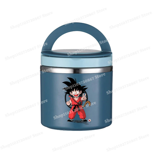 Ronde Blauwe Lunchdoos Dragon Ball - Goku Kind Staand in Red Dress