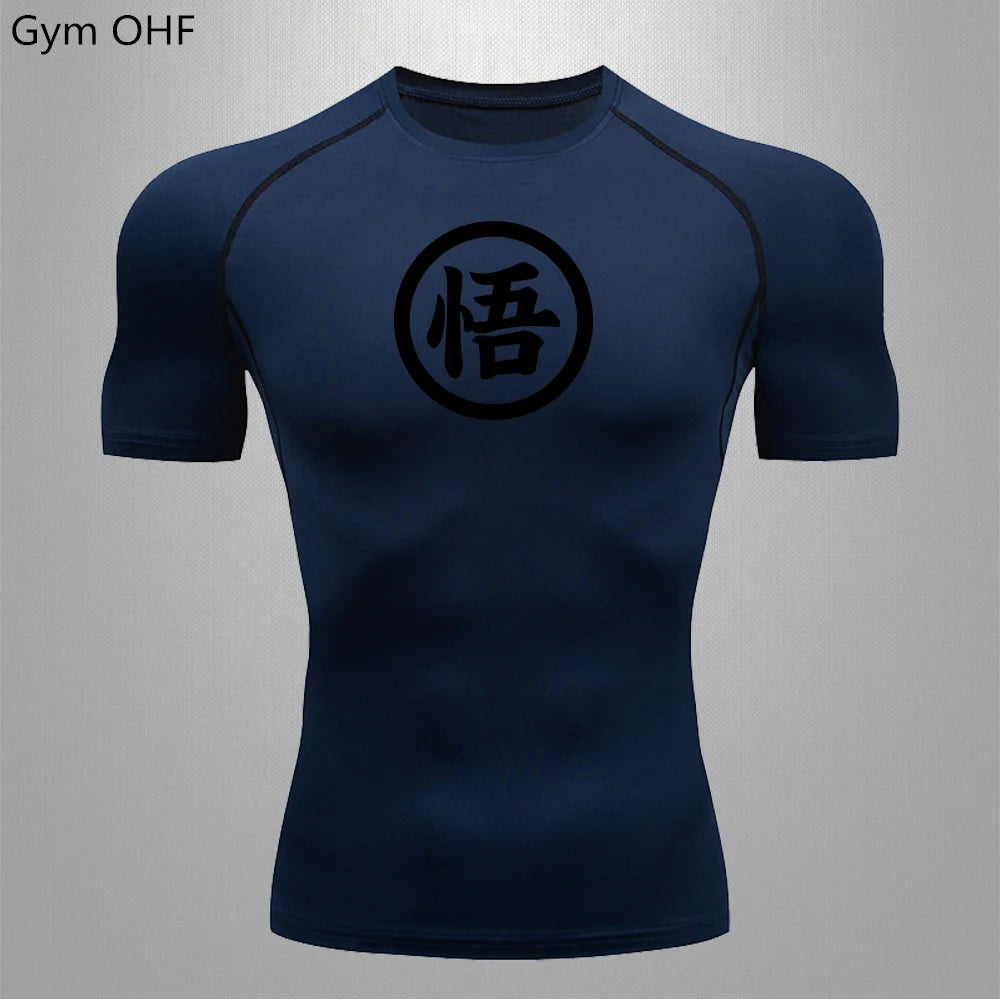 Graues Sportoberteil mit langen Ärmeln Dragon Ball - kanji Go black