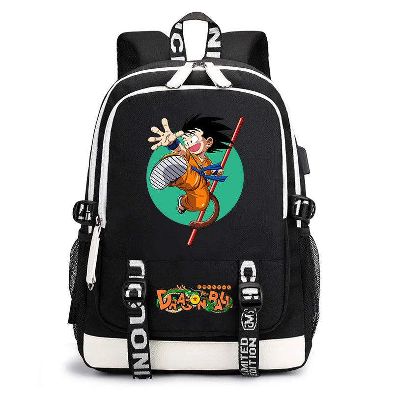 Black and White Dragon Ball Rucksack - Goku Super Saiyan 3 Zurück
