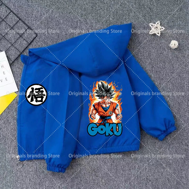 Blaue Kapuzenjacke für den Jungen Dragon Ball - Goku und orange Aura