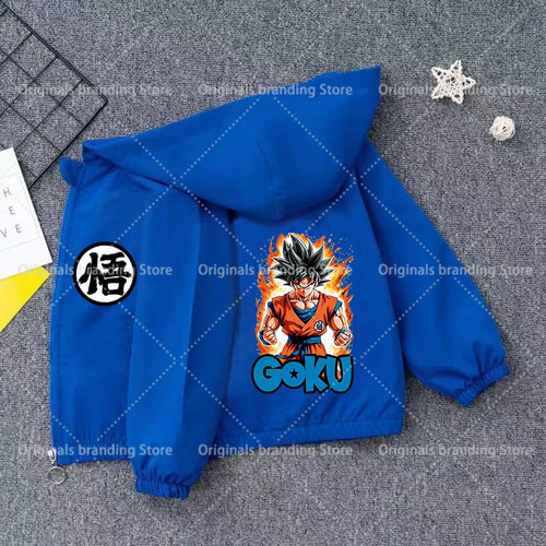 Blaue Kapuzenjacke für den Jungen Dragon Ball - Goku und orange Aura