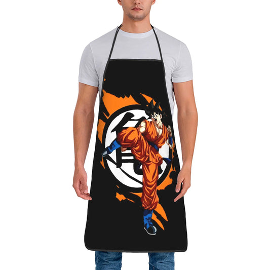 Tablier noir Dragon Ball - Goku devant le kanji Kame