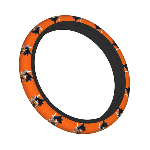 Dragon Ball orange steering wheel cover - Goku in orange dress repeated