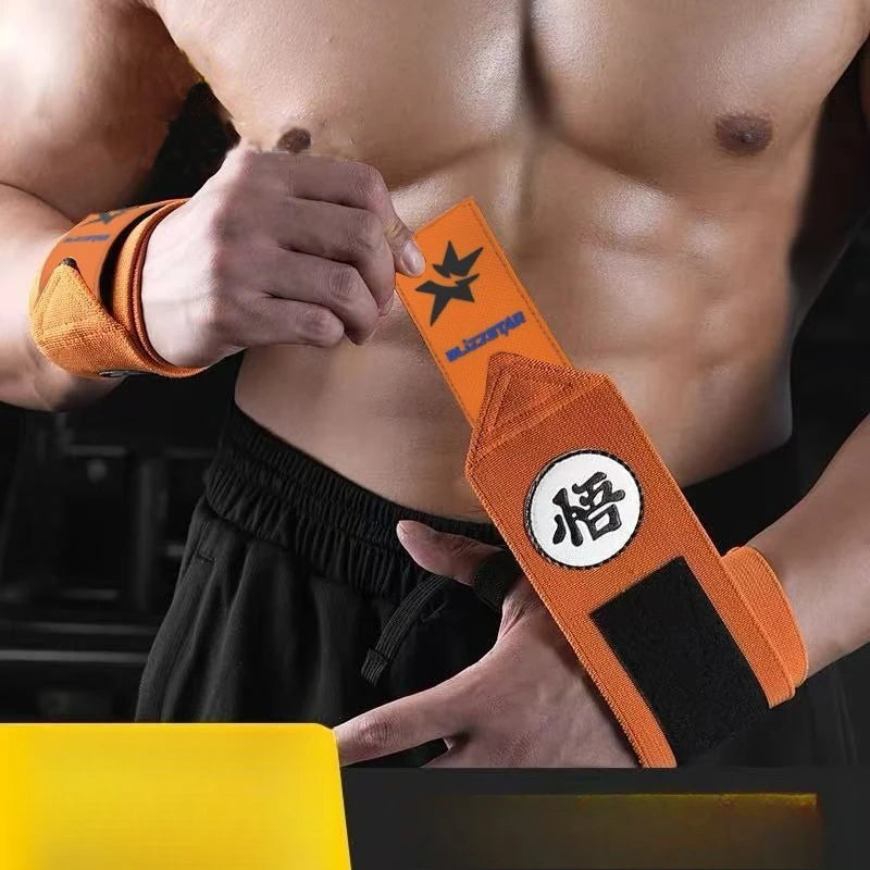 Pulseras de tela naranjas de Dragon Ball - kanji Go y silueta de Goku