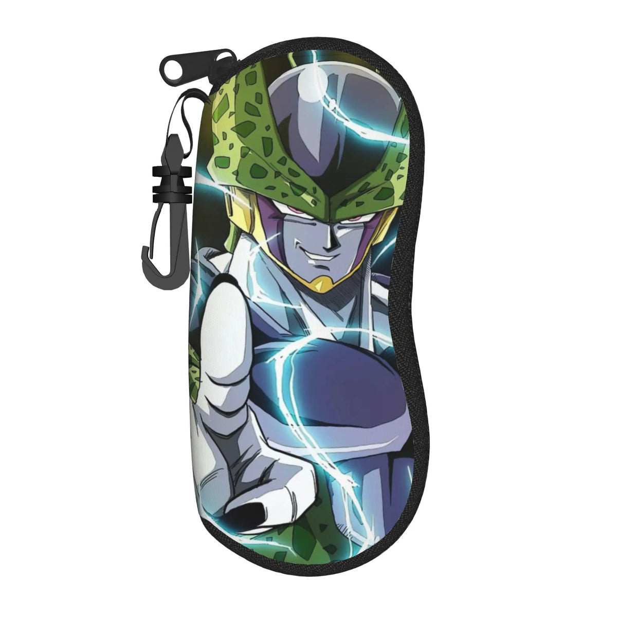 Étui à lunettes vert Dragon Ball - Cell et éclairs bleus