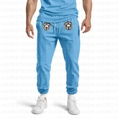 Pantaloni da jogging arancioni Dragon Ball - kanji Go e caviglie blu