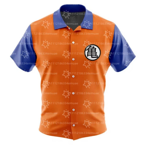 Chemise orange et bleue Dragon Ball - tenue de Goku et emblème Kame