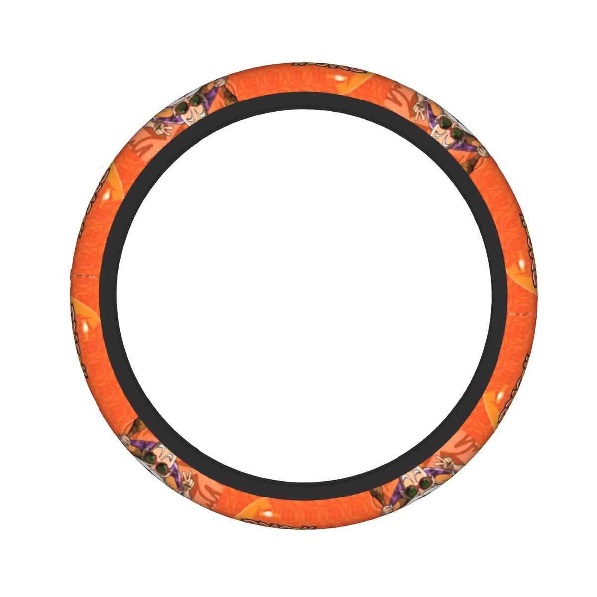 Dragon Ball steering wheel cover - Goku and warriors on orange background
