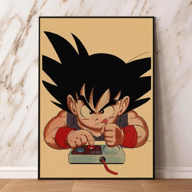 Affiches rétro - Goku enfant et couvertures Dragon Ball