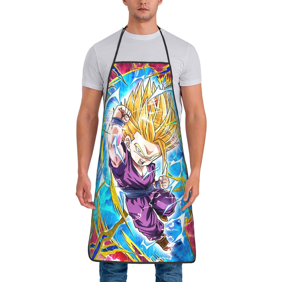 Delantal naranja Dragon Ball - Goku niño y kanji grande Go