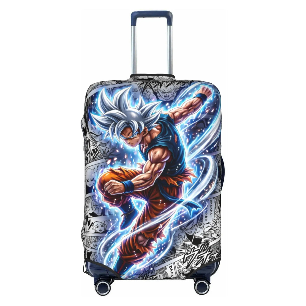 Housse de valise dorée Dragon Ball - Goku Super Saiyan et kanji Go