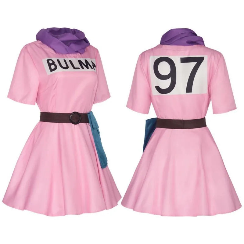 Costume rose Dragon Ball - Bulma avec ceinture et foulard