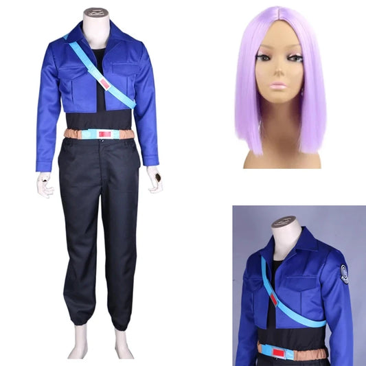 Costume Dragon Ball - Trunks avec veste bleue et perruque violette