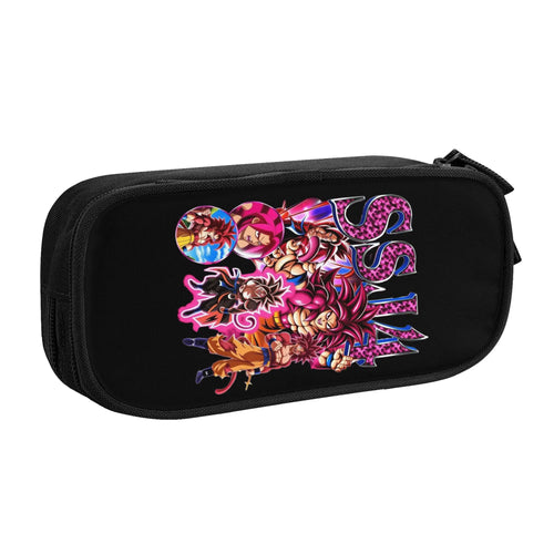 Trousse noire Dragon Ball - Goku Super Saiyan God en collage rose