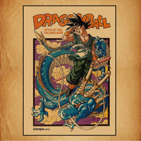 Goku in green outfit and blue Shenron