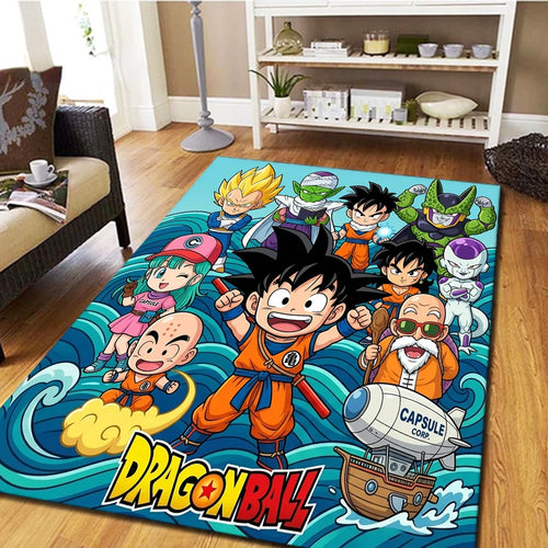 Blue Dragon Ball Teppich - junger Goku und seine Freunde