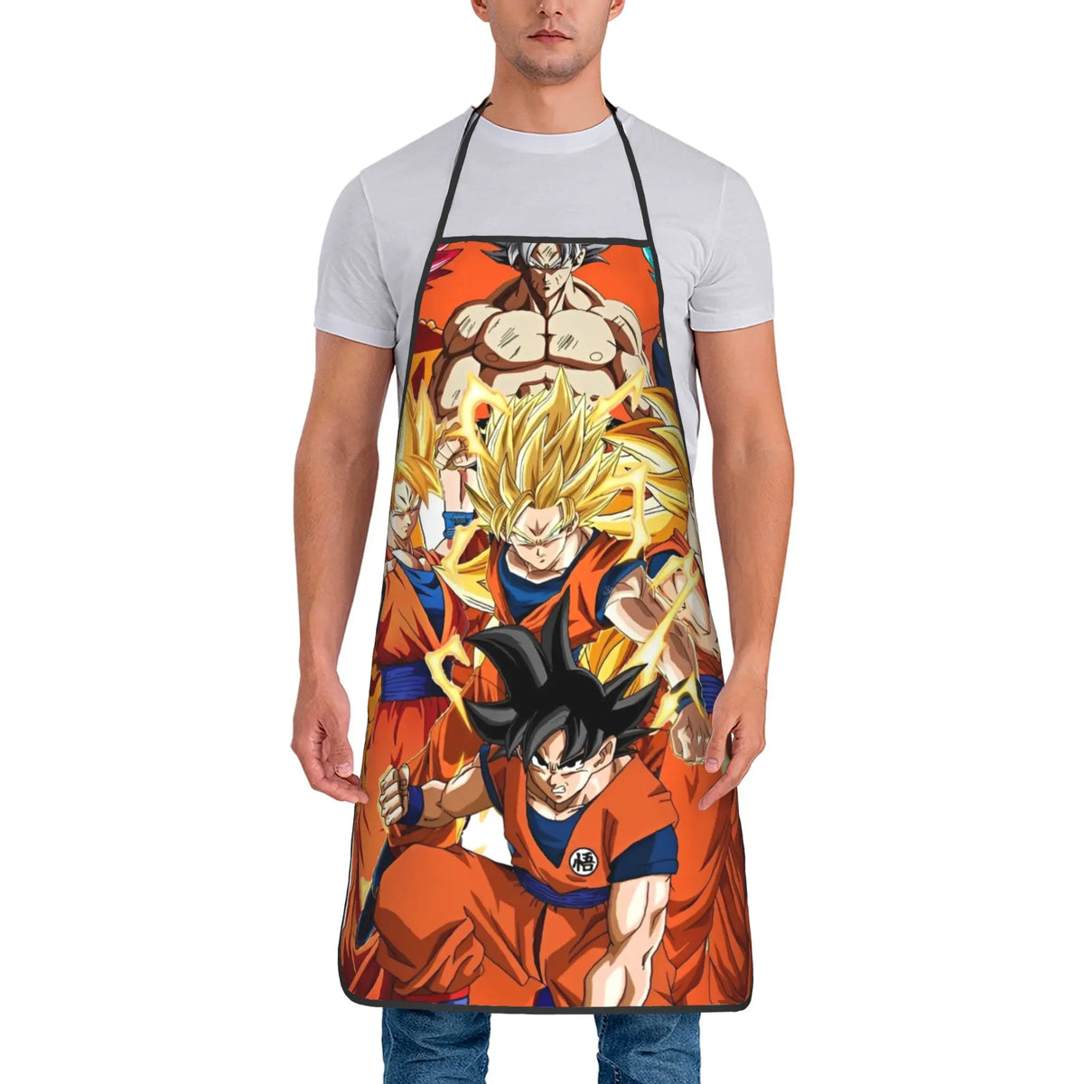 Delantal naranja Dragon Ball - Goku niño y kanji grande Go