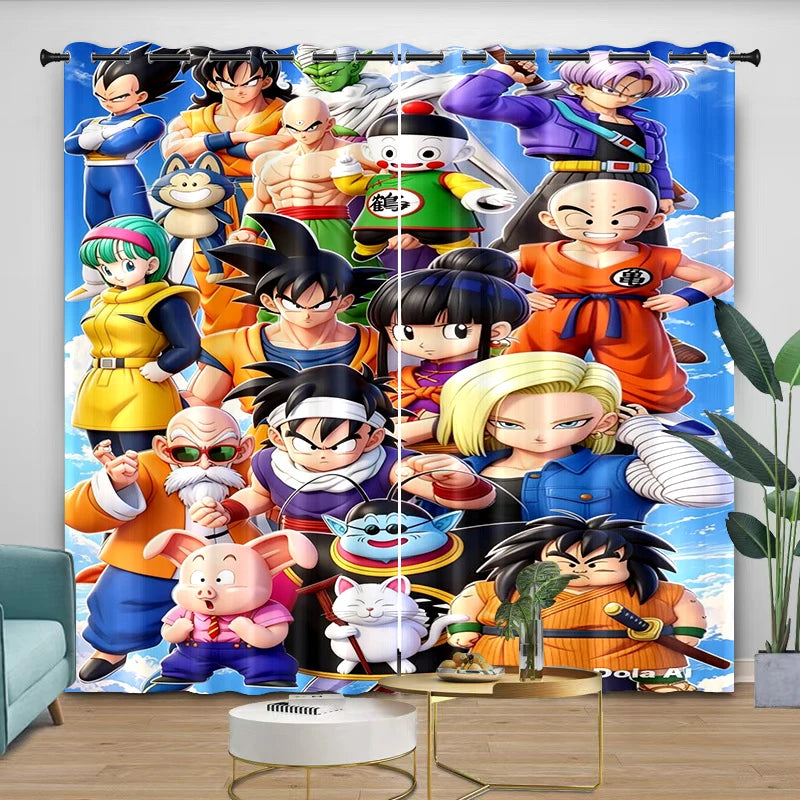 Dragon Ball blue curtains - Shenron and Goku shirtless