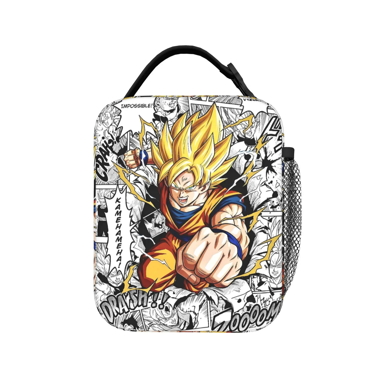 Bolsa de almuerzo naranja Dragon Ball - Goku de niño comiendo un tazón de arroz