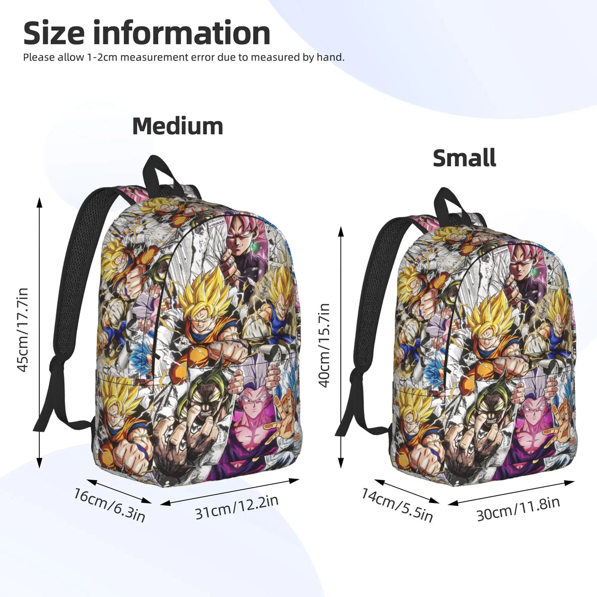 Sac à dos multicolore Dragon Ball - Goku et transformations en collage