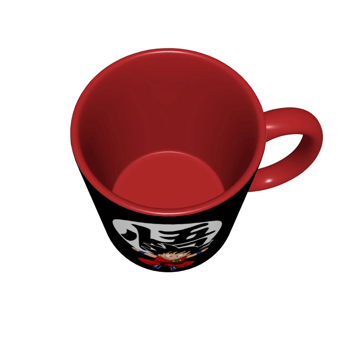 Mug à anse noire Dragon Ball - Goku enfant et adulte sur fond orange