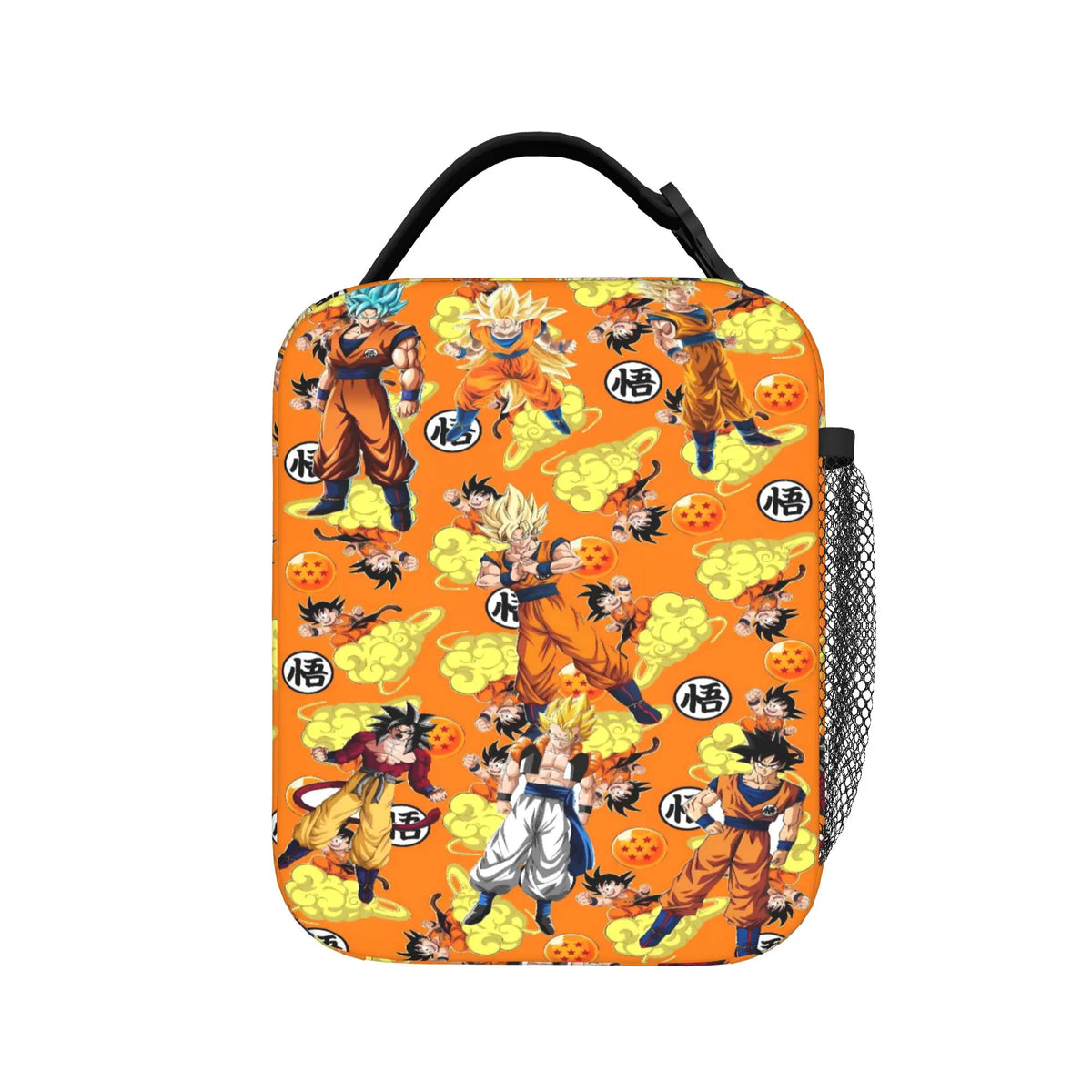 Bolsa de almuerzo naranja Dragon Ball - Goku de niño comiendo un tazón de arroz
