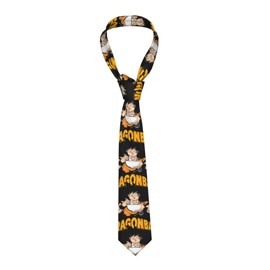 Cravate noire Dragon Ball - Goku enfant et inscriptions jaunes