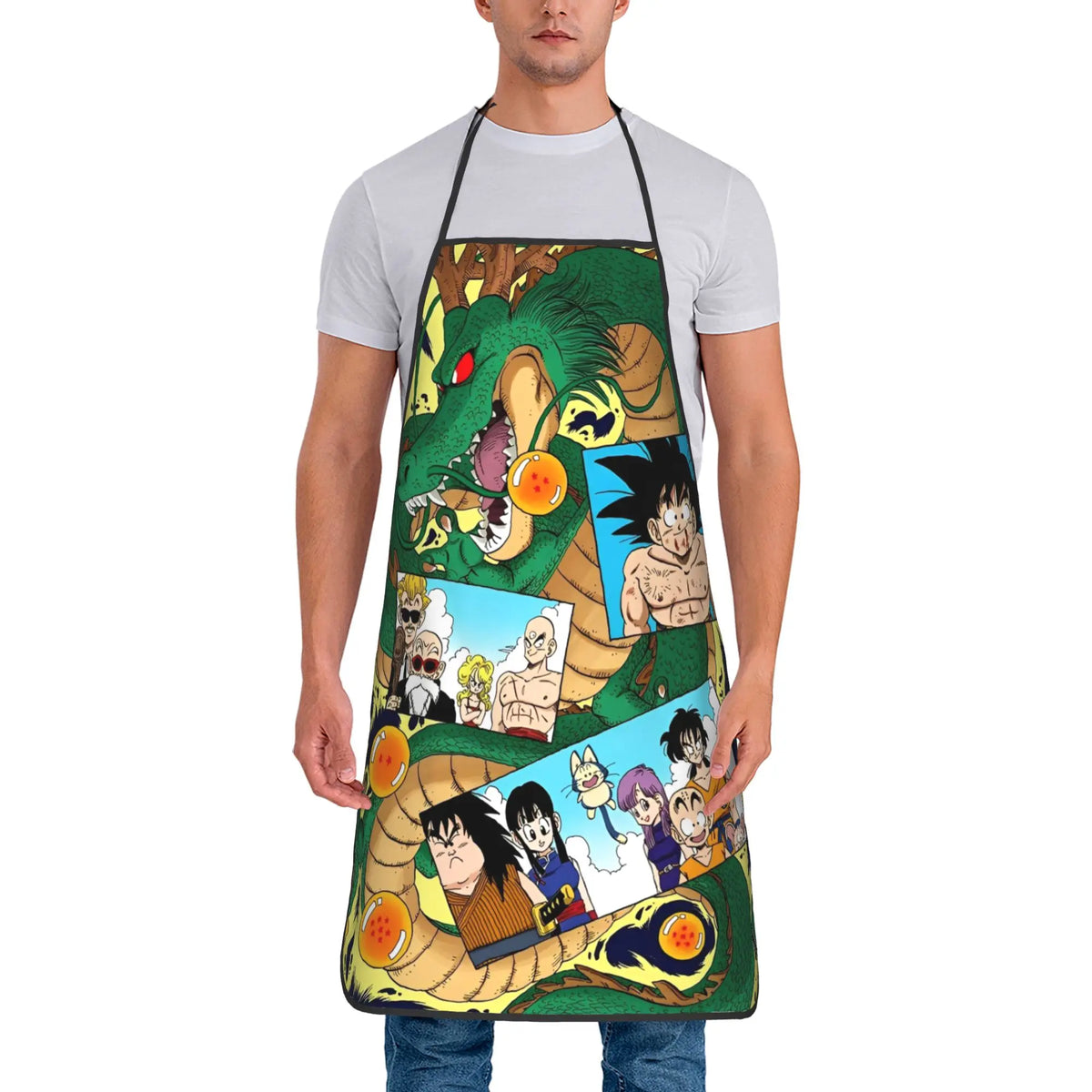 Delantal naranja Dragon Ball - Goku niño y kanji grande Go