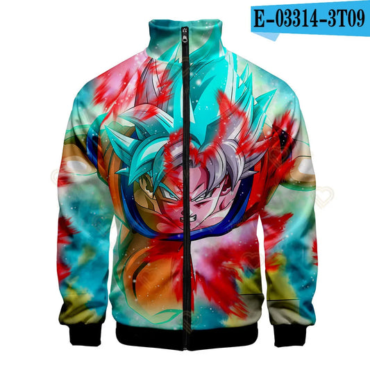 Veste zippée turquoise et rouge Dragon Ball - Goku Blue en attaque
