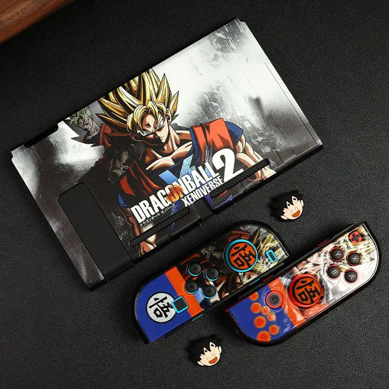 Coque Nintendo Switch OLED Dragon Ball - Goku Super Saiyan et commandes grises
