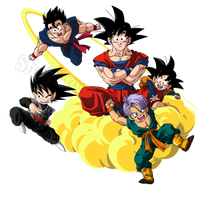 Goku und der junge Saiyans auf der Wolke