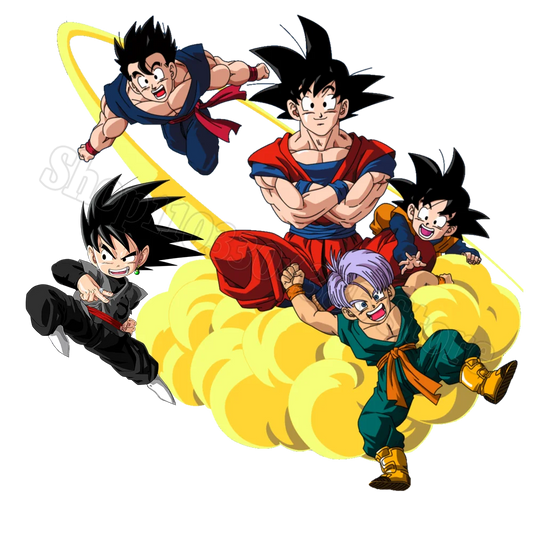 Sticker 4 cm Dragon Ball - Goku en Saiyan jeugd op de wolk