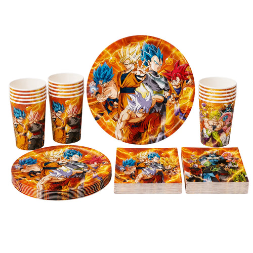 Dragon Ball Geburtstagsgeschirr - Goku und goldener Super Saiyans